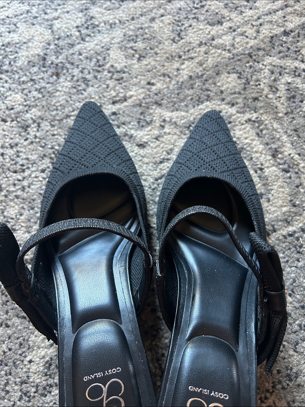 Cosy Island Black Pointed Mary Jane Bow Heels - Picture 4 of 8
